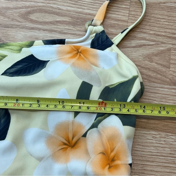 Vintage Leiloni 90s Pastel Yellow One Piece Tropical Floral Pinup Swimsuit 8 - Picture 14 of 16